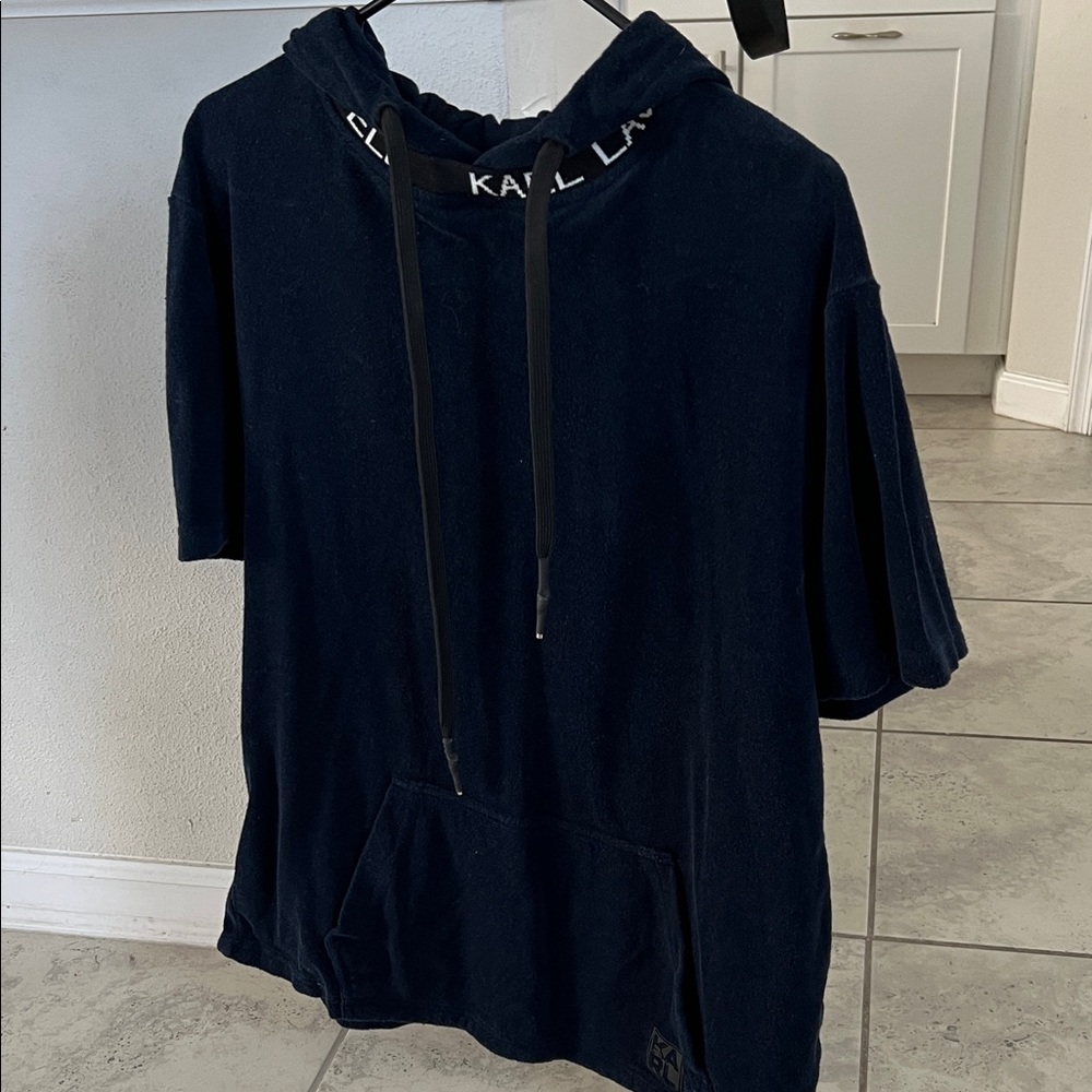 Karl Lagerfeld Navy Hoodie with Logo Detail